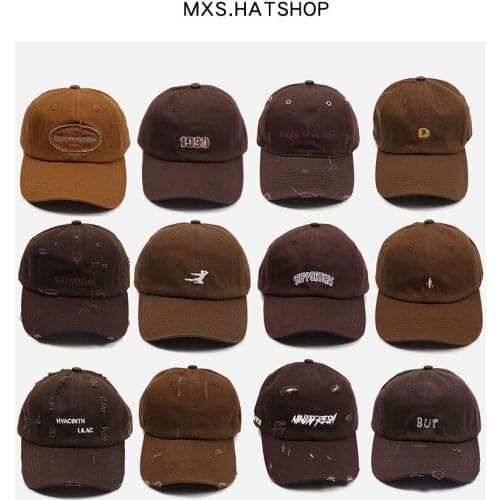 Retro Brown Baseball Cap Velcro Adjustable Unisex Summer Daddy Hat Shade Hip Hop Mens And Womens Hat Peaked Cap Peaked Hat