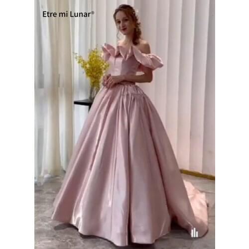 Dubaid Luxury Prom Dresses Pink Puff Sleeve Off Shoulder Ball Gown Elegant Formal Dress Vestidos BLD04342