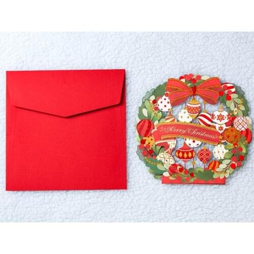 Merry Christmas Cards 3D UP Red Christmas present Cards Christmas Decoration W