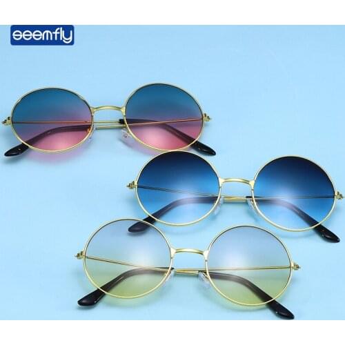 Seemfly Fashion Sunglasses Retro Round Ocean Party Style Eyewear Trend Personality Bichromatic Glasses Female Vintage Spectacles