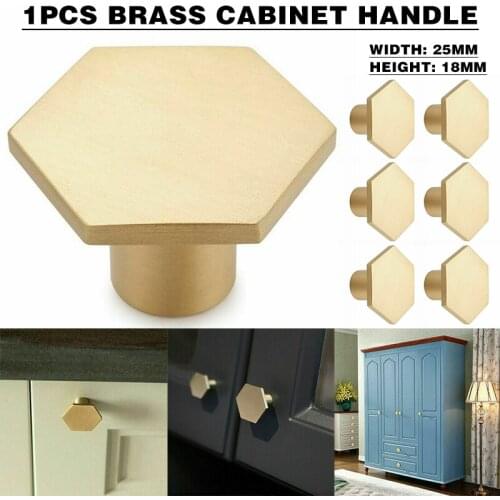 Hexagon Solid Brass Kitchen Cabinet Cupboard Drawer Door Knob Handle Pull For The Drawer Wardrobe Cabinet Door