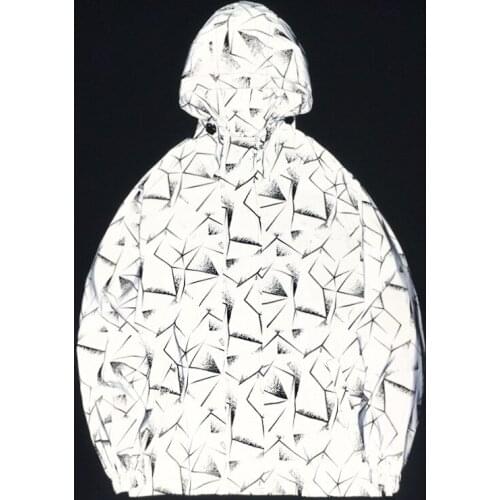 Men Printing Reflective Jackets Night Shiny Harajuku Outdoor Hooded Man Woman Windbreaker Hip Hop Coats Streetwear Sports Tops