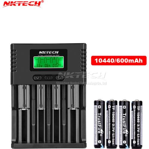 NKTECH H4 Smart Battery Charger Rapid 4CH Car Chargers For TrustFire 26650 18650 18500 18350 14500 10440 AAA Polarity Detection