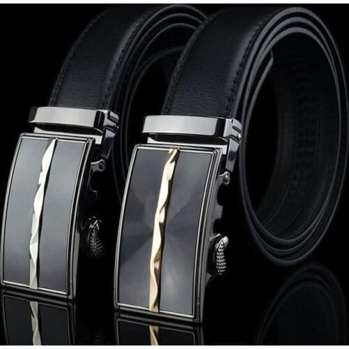 High Quality Mens Genuine Leather Belt black or Brown Automatic Buckle Waist Strap Business Male