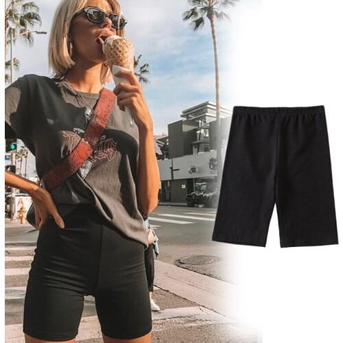 Womens Black Leggings Stretch Gym Yoga Shorts Thin Fitness Casual High Waist Fashion Bike Cycling Sports Self Cultivation Short