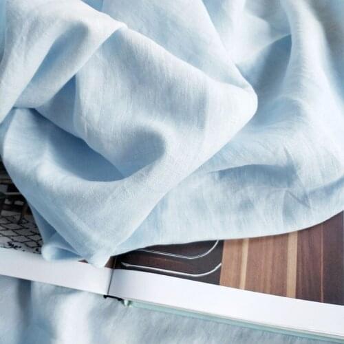 1M Pure Linen Fbric Sky Blue Color 280cm Width Enzyme Washed Softness Handfeel 165gsm weight for bedding sets curtain soft loade