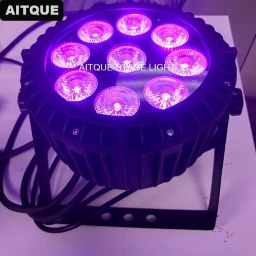 10pcs Waterproof led flood dj led par 9x18w rgbwa uv 6in1 slim led stage lights led flat par light ip65