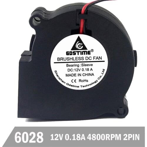 100pcs/lot Gdstime DC 12V 2Pin 6028 60mm 60x28mm Cooler Cooling Centrifugal Blower Exhaust Fan