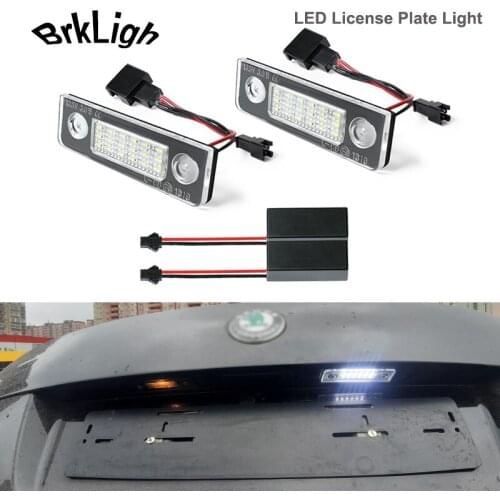 2Pcs No Error White 18smd LED Rear Number License Plate Light Lamp Car Accessories For Skoda Octavia II 1Z Facelift Rommester 5J