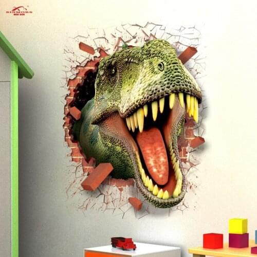 3d Dinosaurs Stickers Home Decor Vinyl Green Dino Wall Sticker For Kids Rooms Living Room Bedroom Jurassic Period Animal Decals