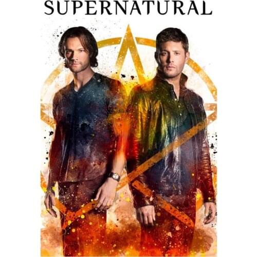 5D DIY Full Round Diamond Painting Supernatural TV Poster 3D Embroidery Cross Stitch Rhinestone Mosaic Home Decor Gift Y1216