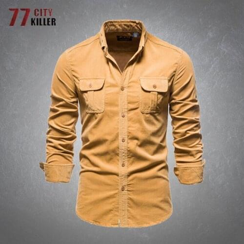 Мужские вельветовые рубашки 77City Killer China At AliExpress
