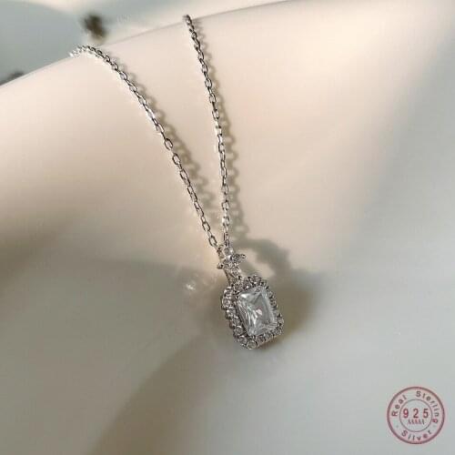 925 Sterling Silver French Simple Pavé Crystal Drift Bottle Pendant Necklace Women Creative Fashion Party Jewelry Gift