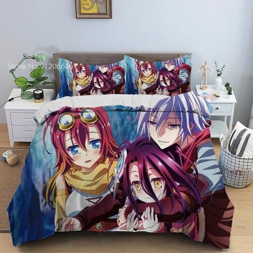 Animation Series No Game No Life Duvet Cover Cartoon Anime Bedding Set Lovely Girl Bedclothes For Bedroom Bed Cover Set Decor