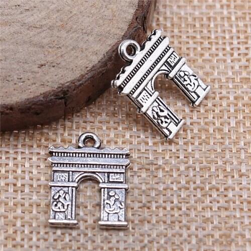 Free shipping 50pcs 18x14mm antique silver Arc de Triomphe charms diy retro jewelry fit Earring keychain hair card pendant