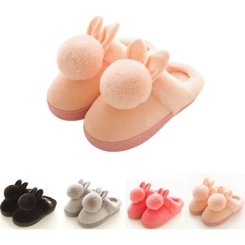 Kids Slippers Baby Boys Girls Winter Plush Warm Cartoon Bunny Children Non-slip Home Indoor Outdoor Comfort Bedroom Home Shoes