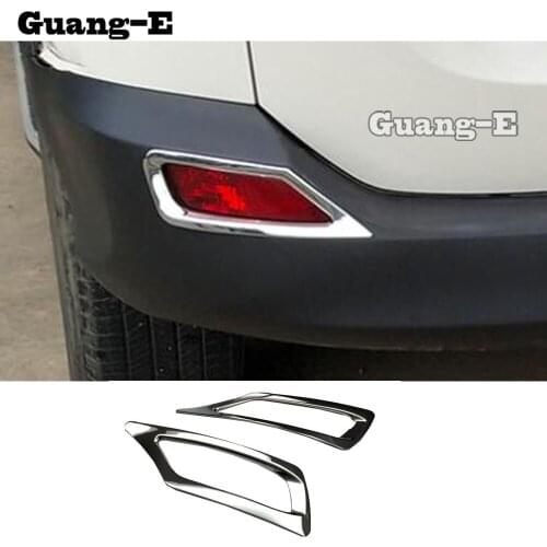 Top quality For Toyota RAV4 2014 2015 2016 car body detector ABS Chrome trim back tail rear fog light lamp frame stick 2pcs