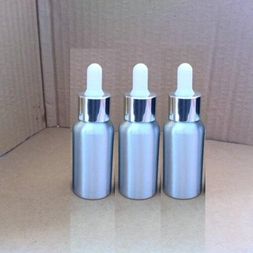 40pcs 30ml aluminum silver bottle With (silver ring +white rubber) dropper lid e, 30 ml dropper aluminum essential oil bottle