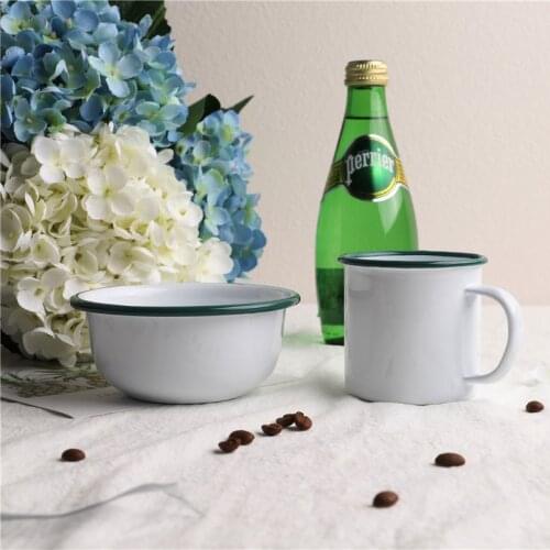 Enamel Japanese Style Classic Retro Milk Cup Enamel Mug Coffee Cup Tea Cup Childrens Bowl