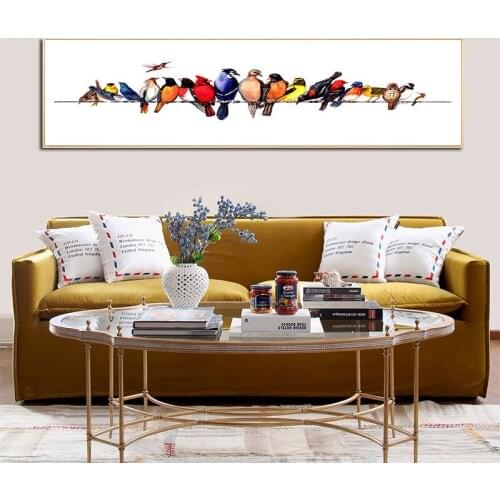 Unframed Watercolor Animal Birds Canvas Painting Print Long Banner Decorative Posters for Bedroom Home Room Decor Wall Art