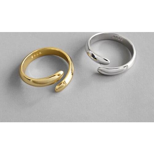 INS Korean Fashion Real 925 Sterling Silver Ring Simple Smooth Female Rings Adjustable Gold Silver Engagement Rings for Women