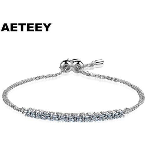 Lab Moissanite Diamond Strand Bracelet 925 Sterling Silver Adjustable Wedding Row Diamond Bracelets for women JH-03