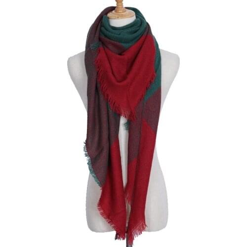 New Fashion Winter Scarf Women Triangle Warm Plaid Scarf Luxury Brand Blanket Ladies Cashmere Scarves and Shawls Drop Shipping