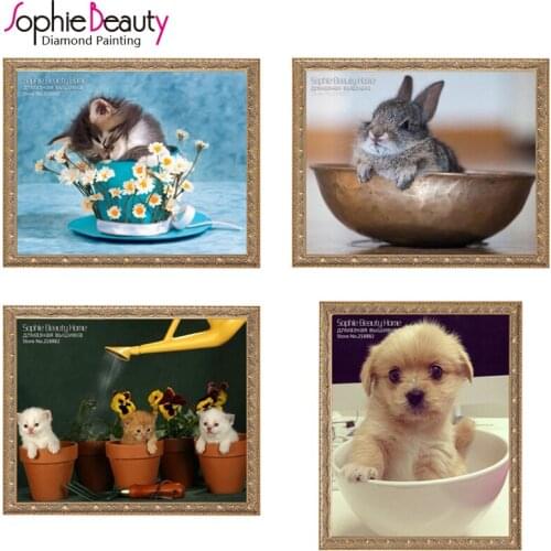 2018 New Arrival Europe Diy Diamond Painting Cross Stitch Embroidery Fashion Oil Beautiful For Cat Cute Dog In Bowl Mosaic