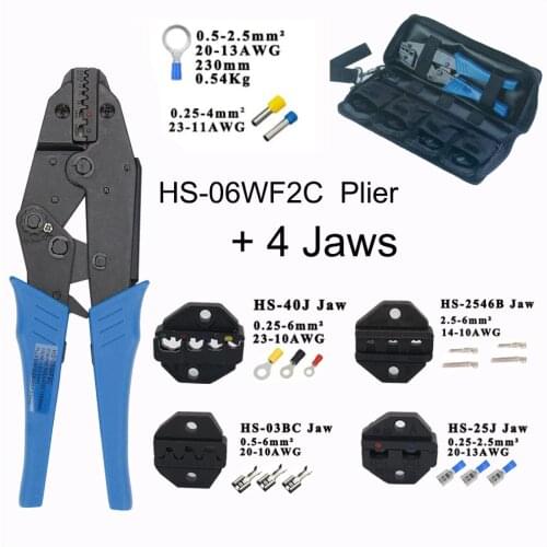 Crimping tool 230mm HS-06W plier+4jaws for insulated terminals/insulated tabs and receptacles/non-insulated tabs and receptacles