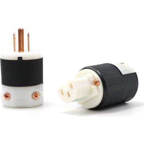 One pair Hifi audio Copper US Audio Power Plug +IEC Power Connector