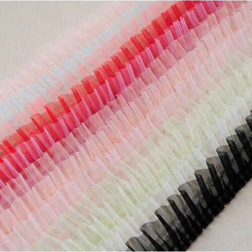 10yards/lot 5cm 16colors I-shaped Pleat Hexagonal Mesh Pleated Ruffled Lace Trimming 2threads Fix X313