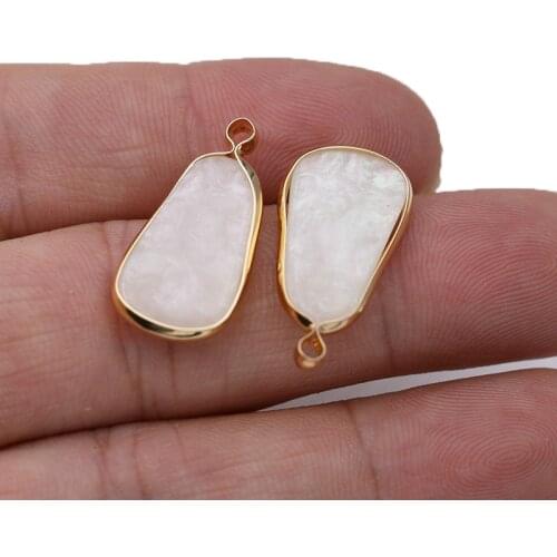 5PCS Gold Color Irregular White Stone Charm Pendant for Jewelry Making Necklace DIY Earrings Accessories Craft