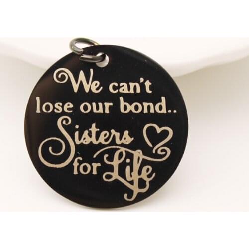 20pcs Sisters Life Charms Stainless Steel Pendant We Can't Lose Our Bond.. Sisters For Life Charm DIY Handmade Accessories