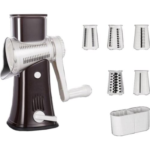 Practical Vegetable Cheese Grater Slicer,Rotary Chopper,Handheld Shredder Salad Slicer 5-In-1 Tumbling Multi-Use Manual Grater