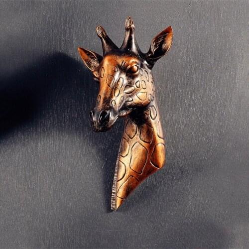 SALES 36CM NORDIC RETRO GIRAFFE HEAD STATUE ANIMAL WALL DECORATION RESIN ART&CRAFT WALL HANGING SCULPTURE HOME DECORATIONS R2381