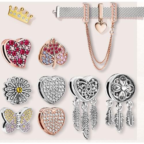 S925 charms silver color DIY Reflexions charms Fixed clip fit pandora charms silver color s925 original