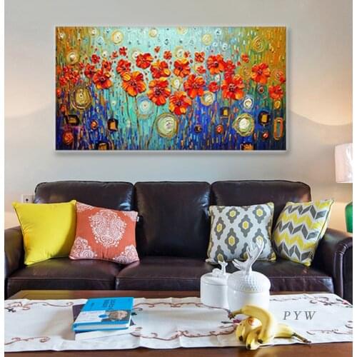 Modern Hand Painted Abstract Flower Trees Landscape Oil Painting On Canvas Wall Art Pictures For Living Room Wedding Home Decor