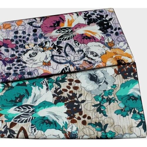 Cotton/linen ethnic GREEN PURPLE Hibiscus flowers fabrics for DIY costume APPAREL dress craft cushion curtain tablecloth tela