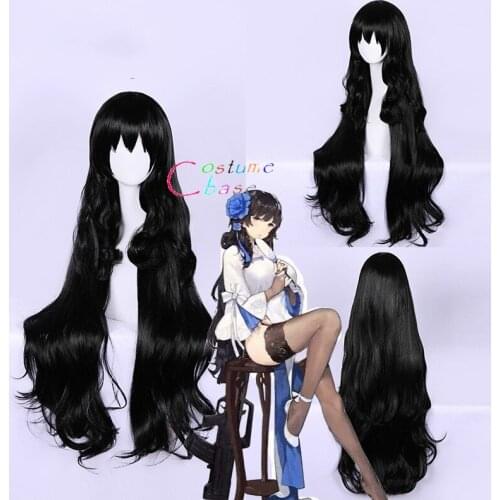 Game Girls Frontline Yee Chino K95 Wavy Black 100cm Long Heat Resistant Synthetic Hair Halloween Party Cosplay + Free Wig Cap