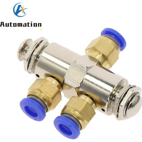 Exhaust valve 2 Position 5 Way M5 Thread Double head Push button Switch TAC2-4PP Air Pneumatic Mechanical Valve w Fiittings