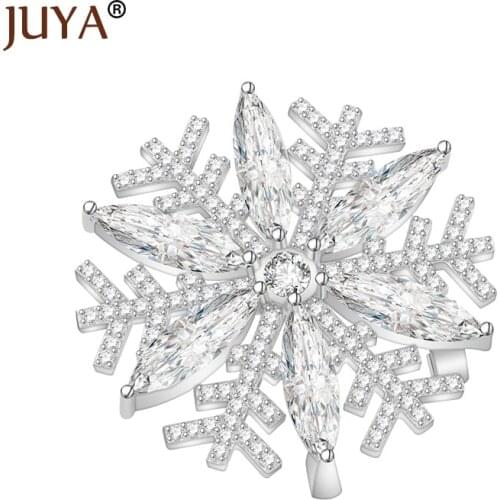 Luxury Cubic Zirconia Rhinestone AAA Crystal Snowfake Brooches For Women Fashion Jewelry Christmas Gift Lady Elegant Brooch Pin