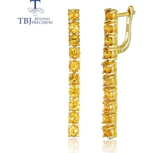 TBJ,summer new long clasp earring with natural Citrine Gemstone fine jewelry 925 sterling silver for party best gift