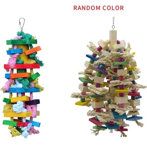 Bird Chewing Toy Large Medium Parrot Cage Bite Toys & Large Parrot Chewing Toy - Bird Parrot Blocks Knots Tearing Toy