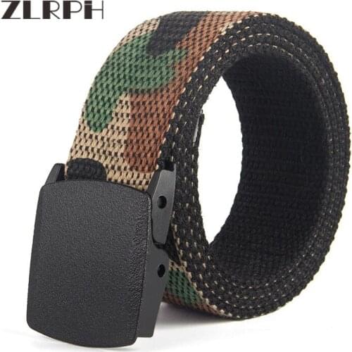 ZLRPH tylish Solid Color Buckle Weave Nylon Belt Outdoor Movement Men Male Belts Wholesale