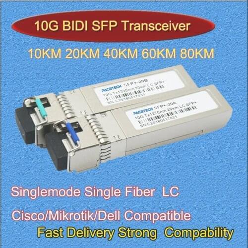 10G WDM SFP+ BIDI 1270/1330nm 20km, LC SFP+ Transceiver 10Gigabit Single Fiber Single Mode Module with LC Connector 1pair
