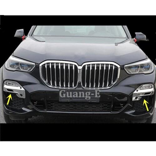 For BMW X5 XDrive G05 2019 2020 Car Body Front Fog Light Lamp Detector Frame Stick Styling ABS Chrome Trim Parts 2pcs