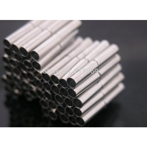 Free Ship Hole 3mm 50 Sets Strong Silver Tone Brass Jewelry Magnetic Tube Clasp End Cap Dia. 3mm