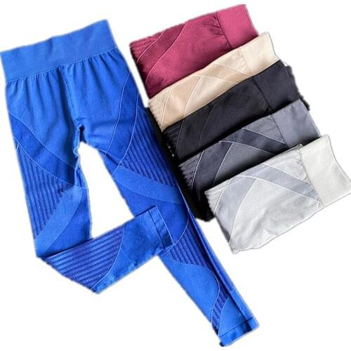 Seamless Sport Yoga Energy Legging Women Workout Fitness Jogging Running Pants Gym Hollow Out High Stretch Tights