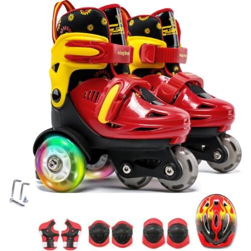 Kids Children Ice Skate Roller UNBreak Shoes Lovely Stable Slalom Parallel Flashed Adjustable Fall Prevention For Beginner
