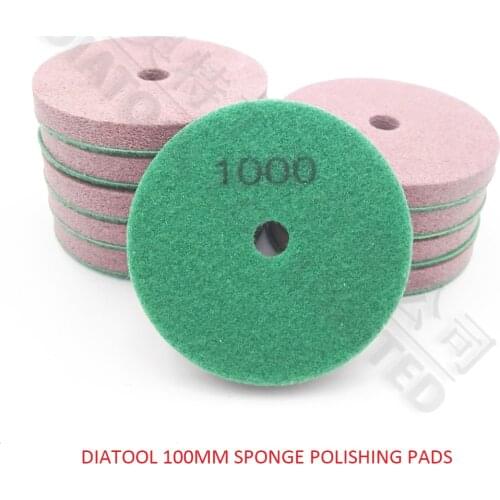 DIATOOL 10pcs 100MM Sponge Diamond Polishing Pads for marble soft Stone Grit 1000 New type Wet sanding discs